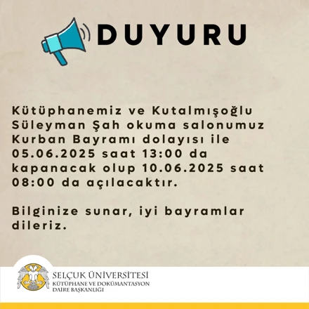 KURBAN BAYRAMI  HK. DUYURU
